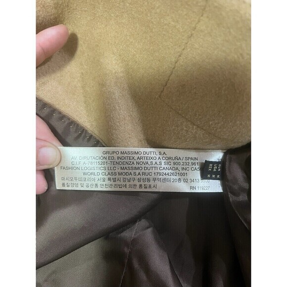 MASSIMO DUTTI Made In Romania  wool blend coat camel Size Medium Wide Arm - Picture 7 of 11